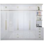 4 White Doors High Glossy Door Wardrobe Closet In Bedroom Storage Cabinets