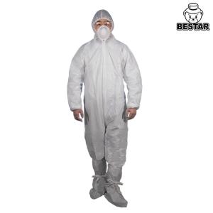 China White Disposable Protective Coveralls With Hood Spp PE Coating For Food Industry factory