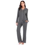 Amazon Hot Sale Viscose Spring Autumn Long Sleeves Buttons 2 Piece Womens