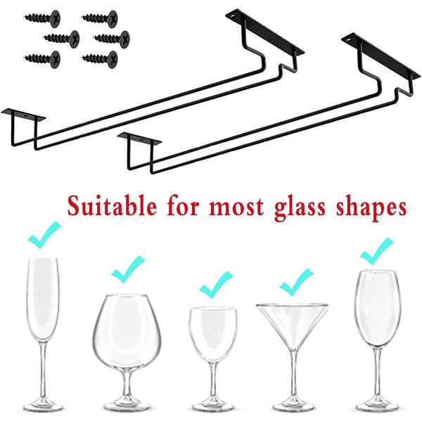Living Room Stemware Rack 15.8-Inch Long Single Rail Metal Wine Glass Storage Holder