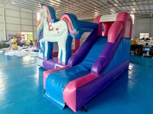 China High Quality Inflatable Castle Unicorn Cartoon Inflatable Bounce House With Slide Jumping House For Kids factory