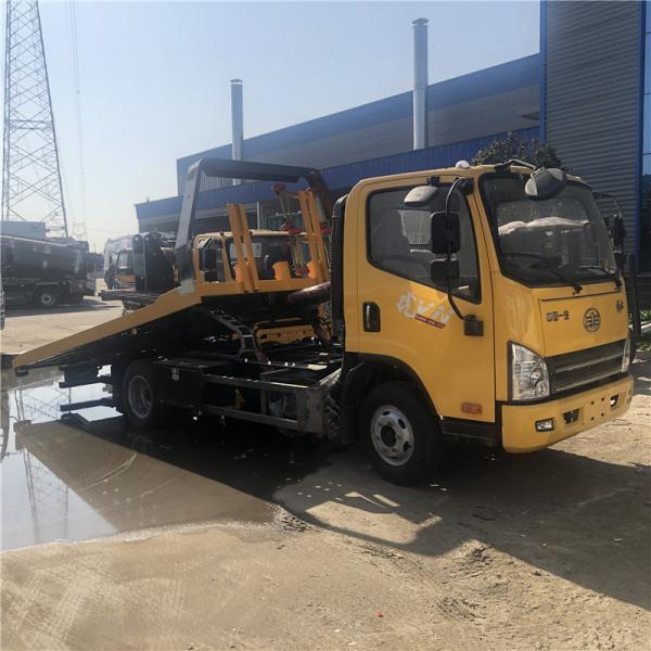 Euro 6 Left Hand Drive Faw Flatbed Recovery Truck 4 Tonne With 2 Sections