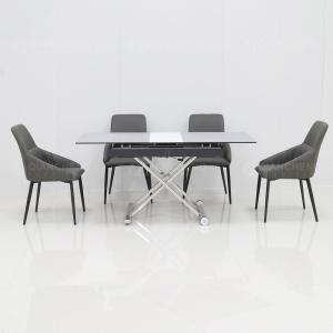 China Rectangular Maxload 200kg SS Steel Furniture Extendable Dining Table Set factory