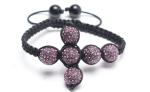 Shamballa Cross Bracelet, Fuchsia Crystal Pave Alloy Beads