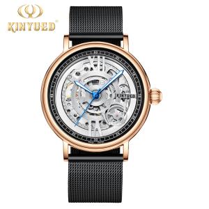 China KINYUED Brand Full Hollow Surface Skeleton Couples Stainless Steel Strap Watches Waterproof Automatic Mechanical relojes factory