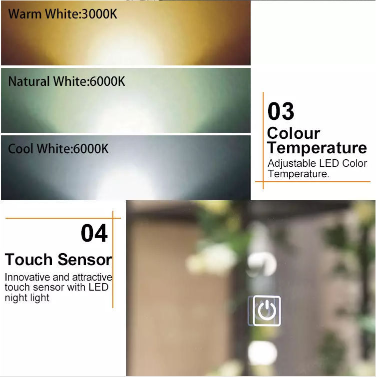Anti Corrosion Frameless Led Bathroom Mirror Copper Free Flexible Strip