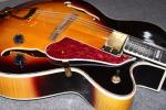 Custom Electric Guitar Quilted Maple Top & orange double F hole Mahogany Body