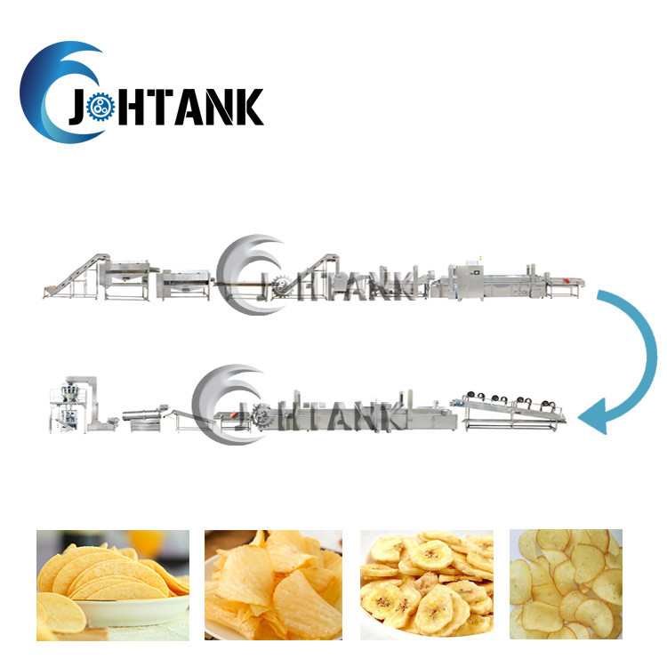 380V 50HZ Potato Chips Production Line , Electric Heat And Control Potato Chips Line