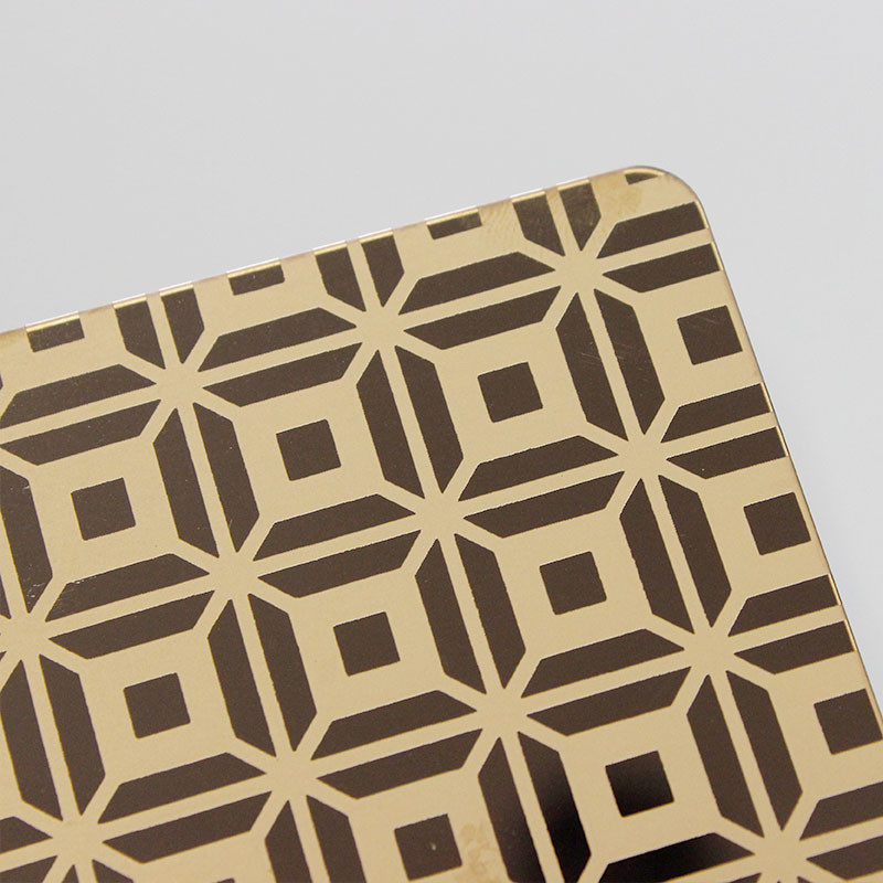 SS304 Stainless Steel Plate Mirror Finish Rose Gold Etched Elevator Sheet