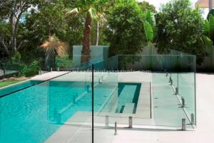 China Royal Blue 12mm Pool Fencing Glass Door Curtain Wall Tempered Glass Panels factory