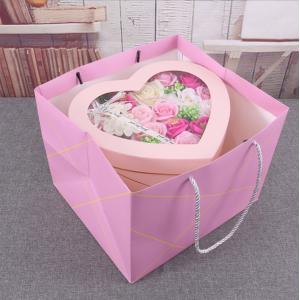 Exquisite Gift Packaging Boxes Romantic Round Double Layer Rotating Soap Flower