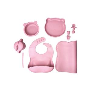 China Durable Silicone Baby Feeding Set 6 Pcs BPA Free Plates Straw Sippy Cup factory