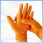 Small Orange 8 Mil Nitrile Disposable Gloves Diamond Grip 100pcs/ Box