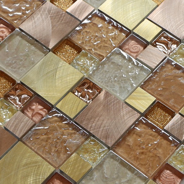 300x300mm glass mosaic tile sheets,aluminum mosaic wall tile,golden color