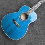 Custom OM Body Acoustic Electric Guitar Real Abalone Inlays Ebony Fingerboard