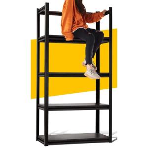 China Black Metal Garage Rack 5-shelf Steel Shelves Heavy Duty Storage Shelf factory