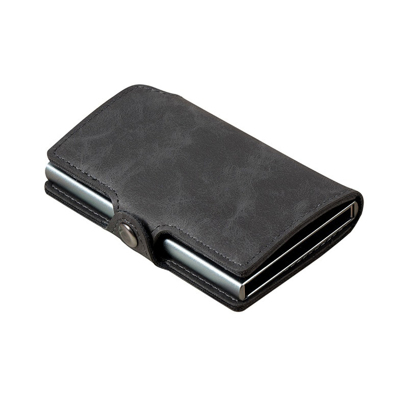 Vintage Style RFID Blocking Steel Wallet With Retractable ID Card Holder And Gift Box