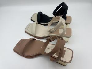 China Stylish One Strap Womens Sandals , Leather Cross Strap Gold Padded Sandals factory