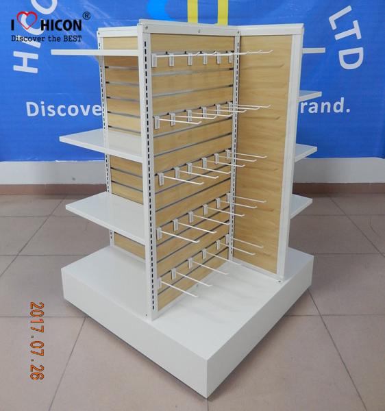 Wooden Clothing Store Fixtures Metal 4-Way Garment Shop Display Racks Floor