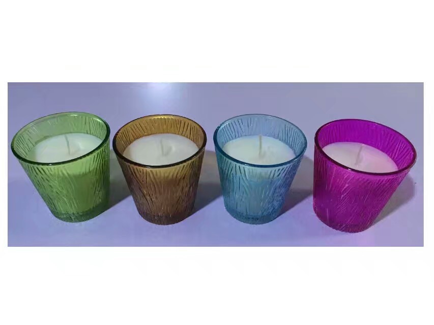 Home decor colored round glass unscented candle and packed into color box