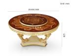 Ekar High-end Luxury Natural Veneer Round Dining Table with Rotating Center