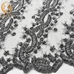 MDX Unique 3D Wedding Lace Fabrics / Black Embroidered Lace 80% Nylon