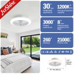 19 Inches LED Ceiling Fan , Quiet Dc Motor Flush Mount Ceiling Fan With Light