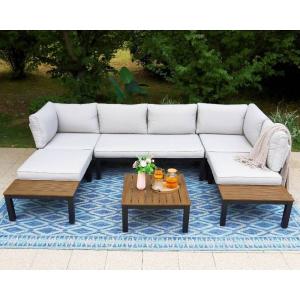 China Aluminum Modular Patio Set AJUNION U Shape Large Size Outdoor Furniture Sectional Sofa factory