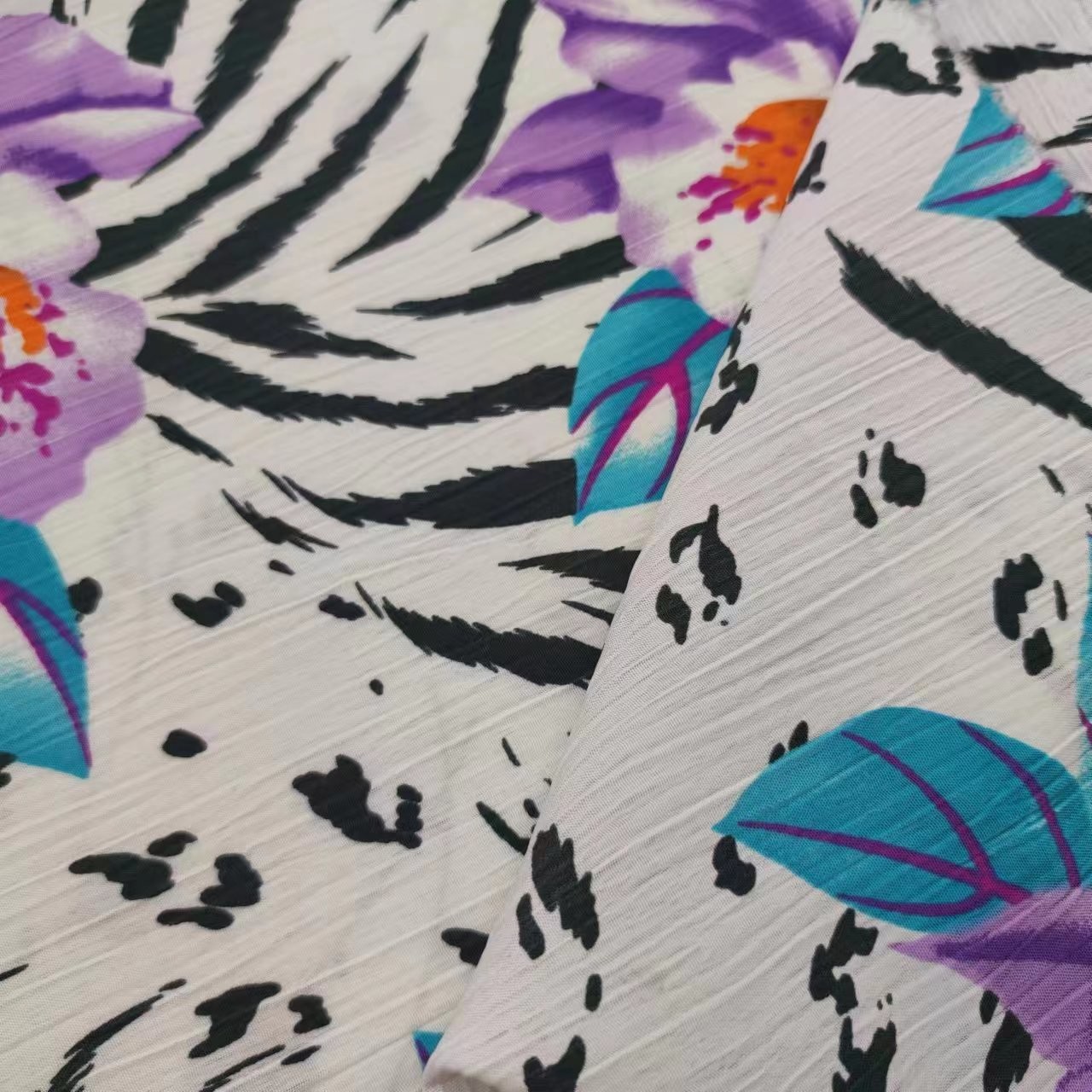 Breathable Printed 75Dx75D Chiffon Fabric 100% Polyester For Dress Blouse