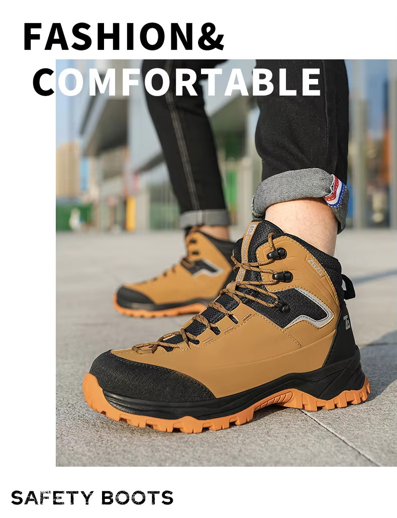 Brown / Green / Black OEM Security Work Boots Microfiber Leather Steel Toe Kevlar Midsole Work Shoes Rubber Sole