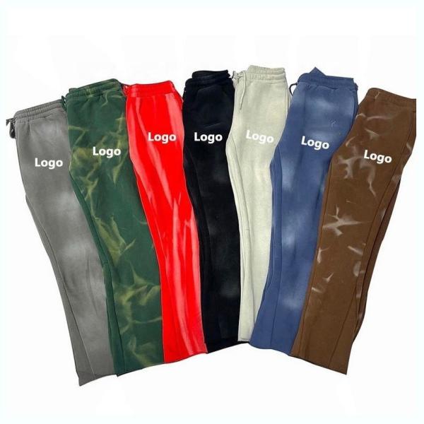 Vintage Sun Faded Washed Flare Sweatpants Men'S Anti-Pilling Cotton/Fleece Track
