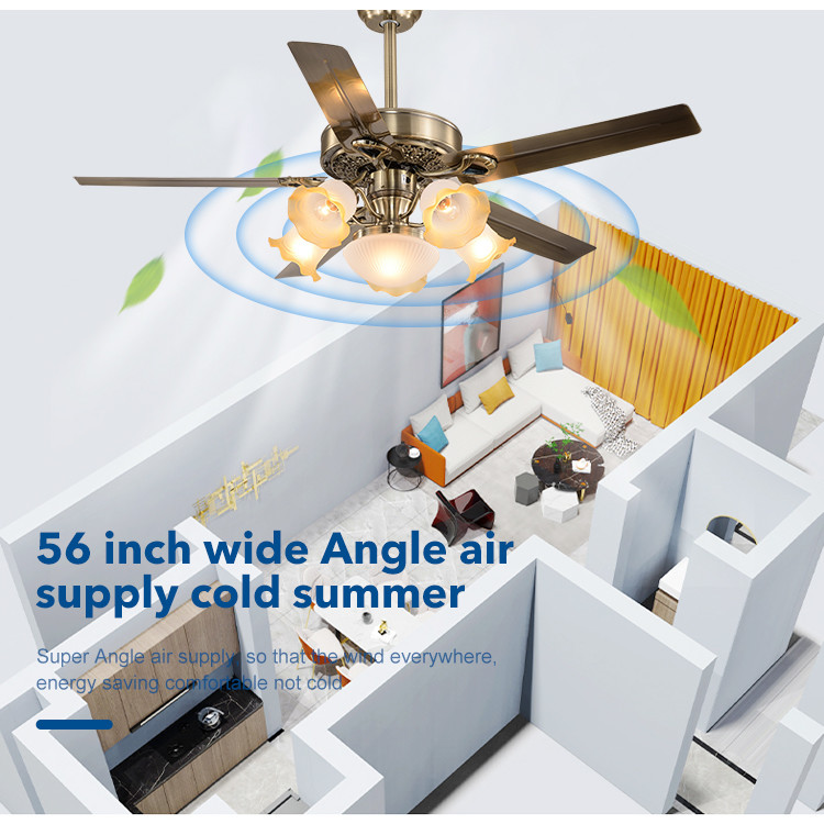 European Retro Vintage Home Fancy Decorative Dc Motor Silent Led Ceiling Fan With Light Remote Control