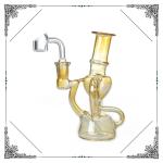Mini Dab Oil rig Glass Recycler Bong With Quartz Banger 14.4mm Joint Pipe