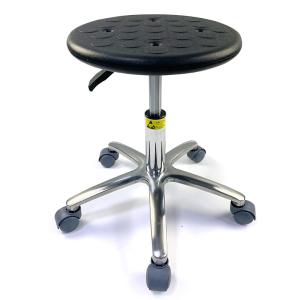 China Round Black Four Holes Polyurethane Esd Chairs With Wheels factory