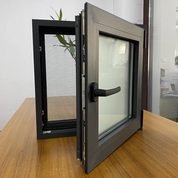 Customized Size Commercial Aluminum Casement Windows Black Aluminum Crank Out