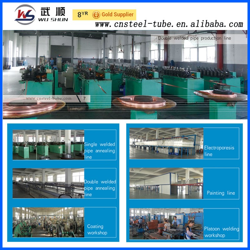 chinese supplier double wall welded steel pipe for refrigerator freezer condenser evaporator
