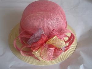China PP braid sinamay hat lady pink FP13-3 factory