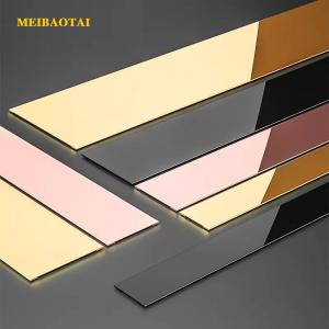 China 0.55MM Thickness Stainless Steel Corner Trim For Tiles Decoration Brushed Flat Strips factory