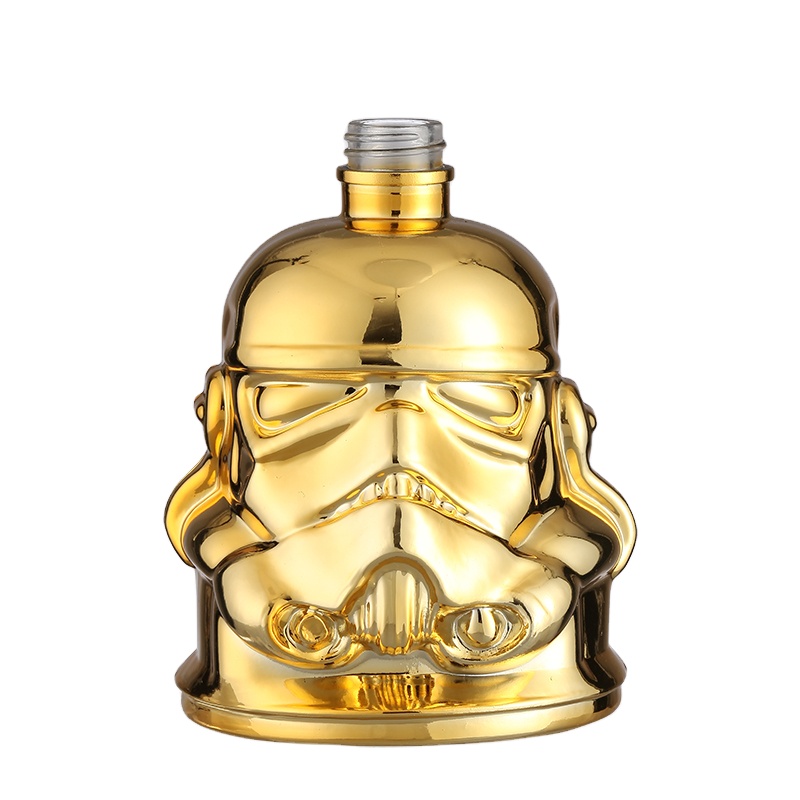 Creative Golden Skull Vodka Shot Whiskey Decanter Glass Bottle with Screw Cap 200ml