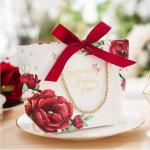 Custom Logo Printed Paper Carrier Bags Luxury Wedding Gift Bags With Ribbon
