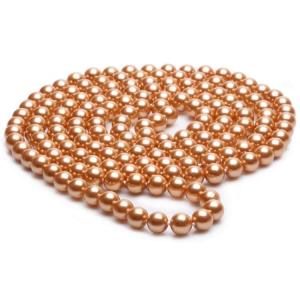 China Luxury Gold Color Round 8mm Shell Pearl Sweater Necklace 55 Inches (N08230) factory