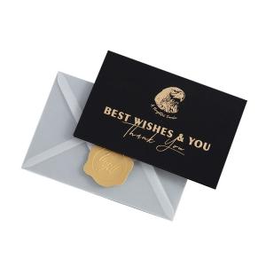 China High Grade Touch Birthday Black 250gsm Bronzed Greeting Card With Envelope factory