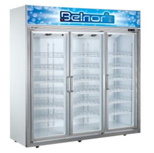 China Vertical Supermarket Display Refrigerator , Three Glass Door Commercial Fridge Freezer factory