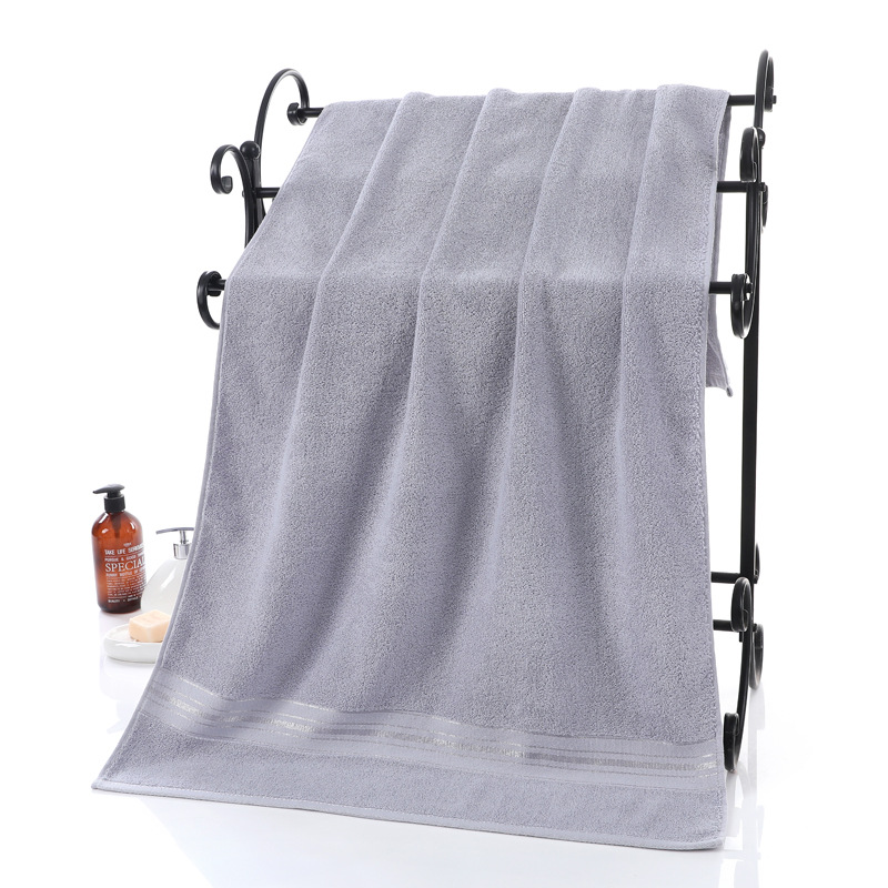 Solid Pure Cotton Beach Bath Towel Thickened Household Large Towel for Convenience