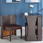 Outdoor Rattan Furniture for Coffee Shop Tempered Glass Top Table and Chair Set