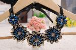 Fancy Blue Dance Wear Accessories Golden Edge Flower Collar Necklace With