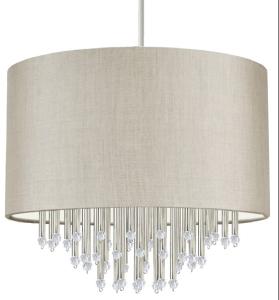 China 450*230mm Oversized Drum Easy Fit Pendant Shade With Acrylic Beads factory