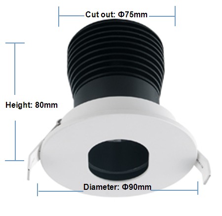 20/40/60degree 3000K-5000K 7W Hotel Wall washer donwlight floor light