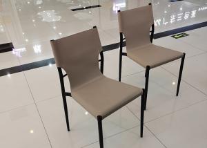 China Ergonomic Backrest Grey Pu Dining Chairs Waterproof Saddle Leather factory