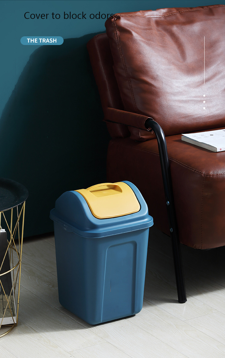 Waste Bin Household Office Plastic Garbage Bin Square Bathroom Living Room Bedroom Trash Can Dustbin With Lid